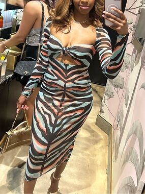 AFRM Zebra Cutout Midi Dress (bought on REVOLVE)